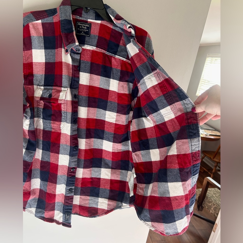 Y2K ABERCROMBIE & FITCH Buffalo Plaid Button Down Flannel Shirt Indie | Men’s XL - Picture 5 of 16